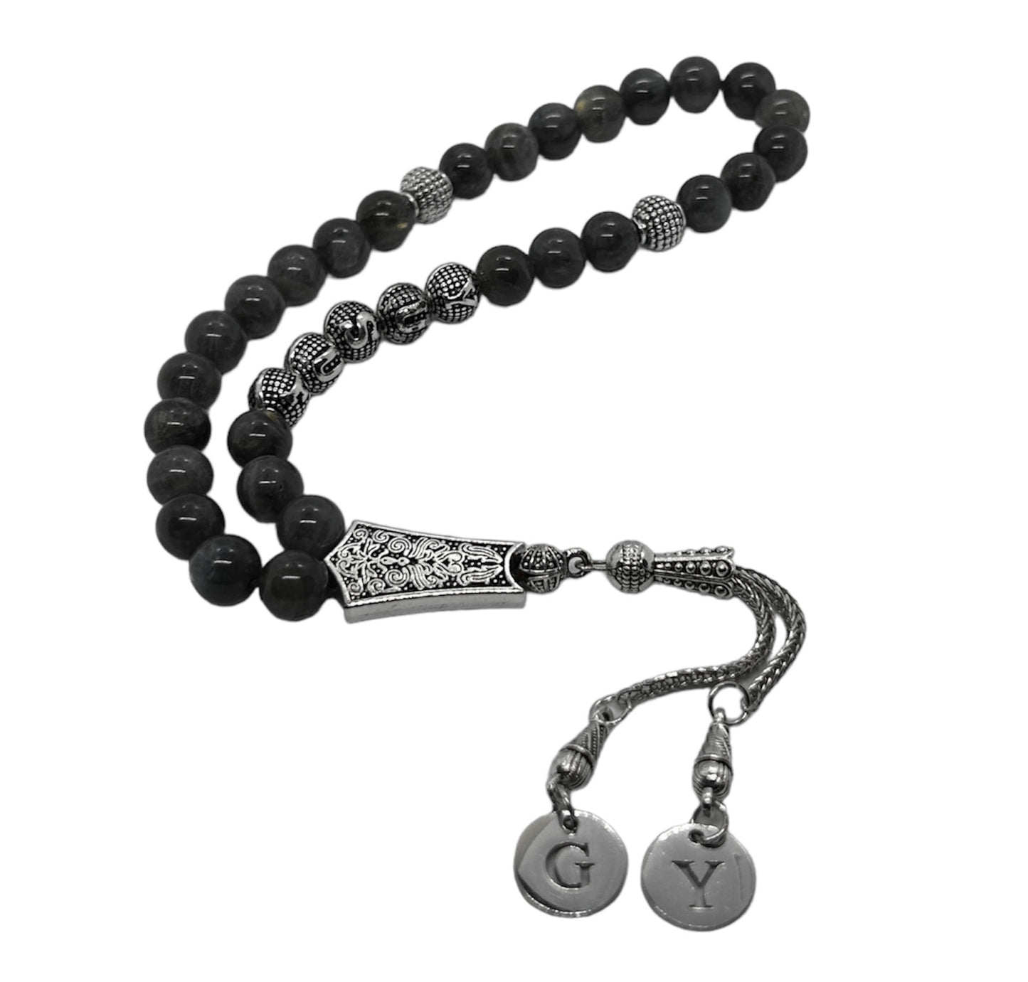 Personalisierbare Tasbih mit Namen und Naturstein Perlen - Ideal als Geschenk