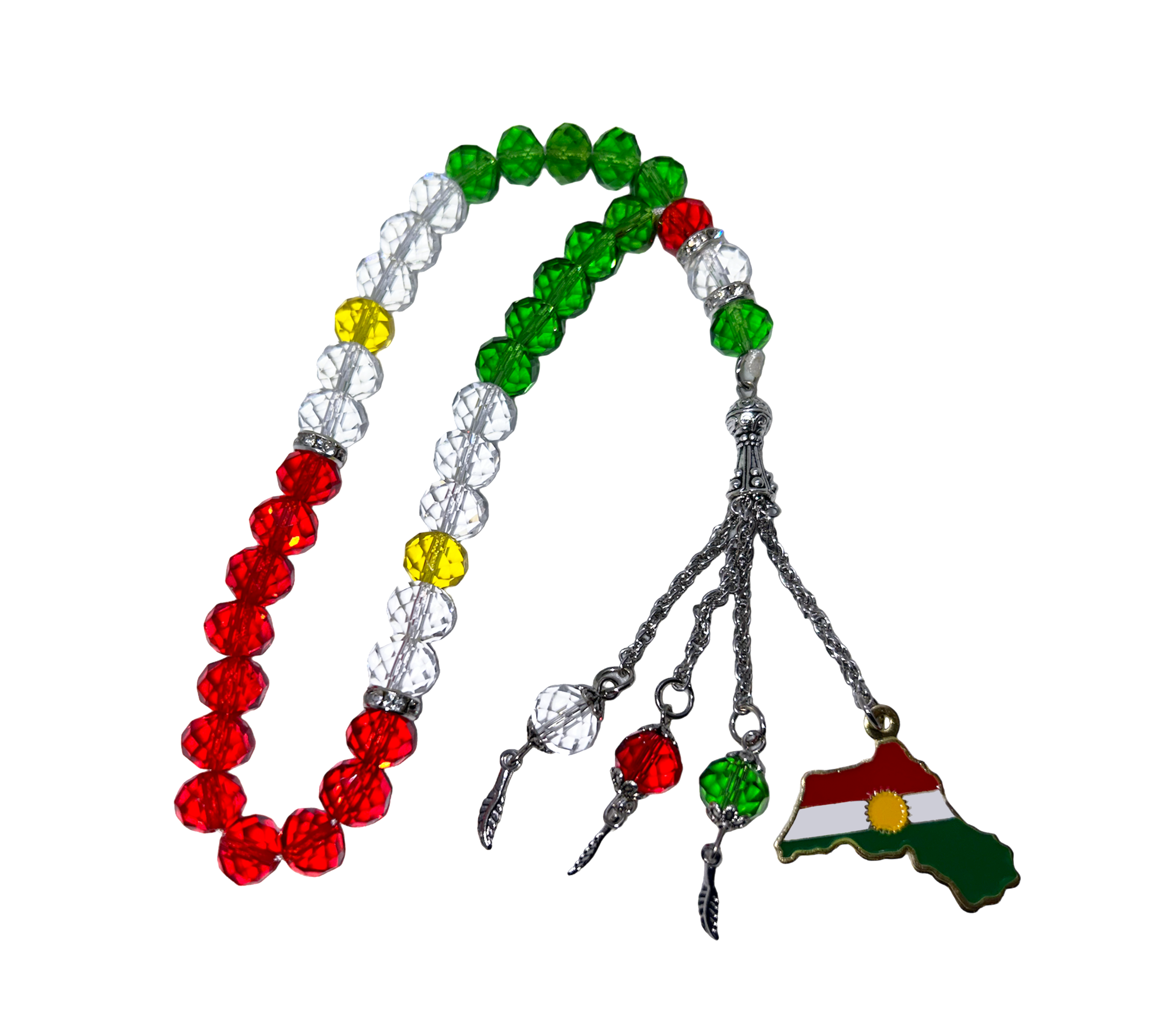 Tasbih mit Kurdistan Landkarte Symbol und Flagge – 33 PB Tasbih